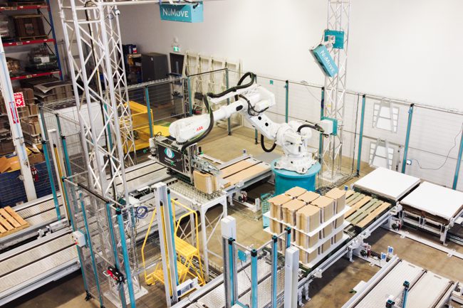 repalettisation piles de carton plat